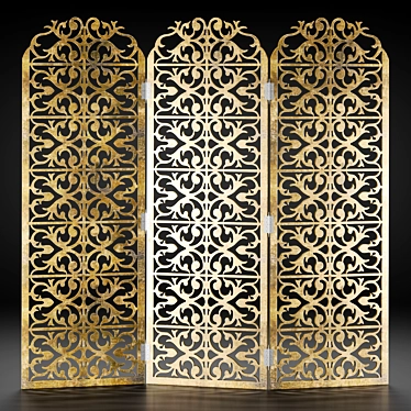 Tri-Texture Decorative Folding Screen 3D model image 1 