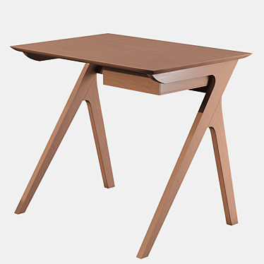 Minimalist Oak Compact Desk 3D model image 1 