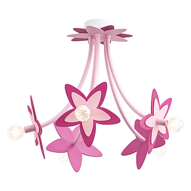 Pink Flowers Pendant Light Fixture 3D model image 1 