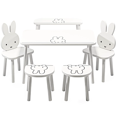 Miffy Scandinavian Kids Furniture Set 3D model image 1 