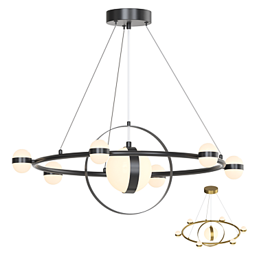 Modern LED Ring Chandelier Fixture 3D model image 1 