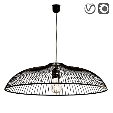 Elegant Black Metal Pendant Light 3D model image 1 