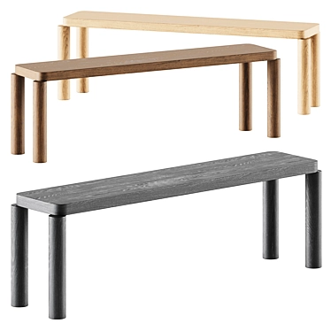 Sleek Offset Bench Designer Seating 3D model image 1 