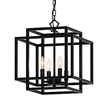 Elegant Geometric Lantern Pendant 3D model image 1 