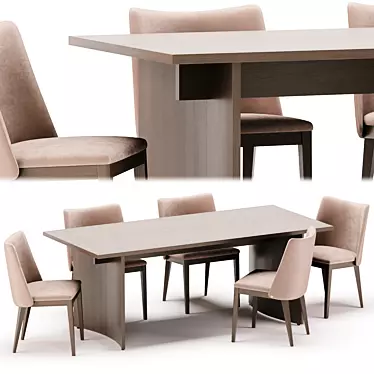 Elegant Dining Set with Louise Chair 3D model image 1 