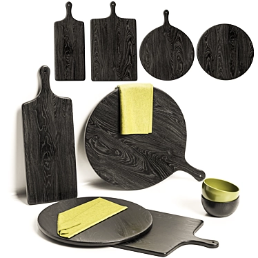 Elegant Tondo Ebonized Board Set 3D model image 1 