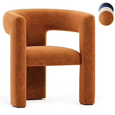 Azure Velvet Lounge Chair, 3D Model 3D model image 1 