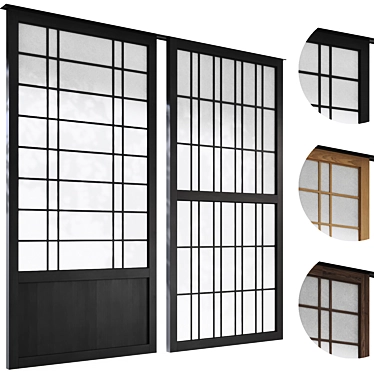 Japanese Style Sliding Room Divider 3D model image 1 