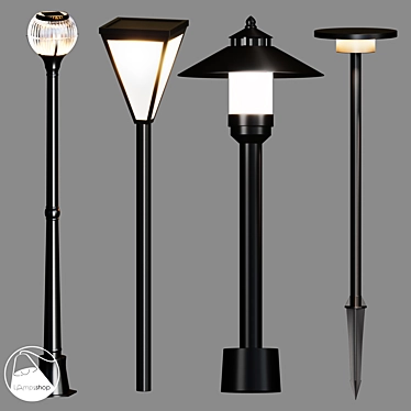 Outdoor Urban Street Light Set 3D model image 1 