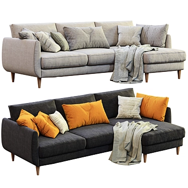 Sleek Smedstorp Sofa with Chaise 3D model image 1 