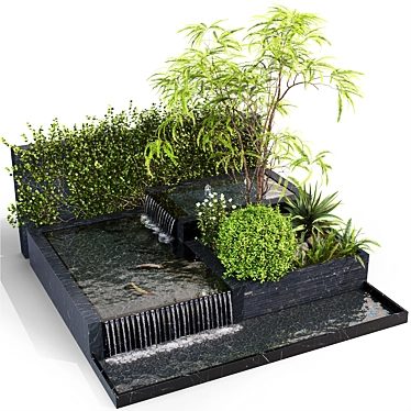 Backyard Pond with Fish & Plants 3D model image 1 