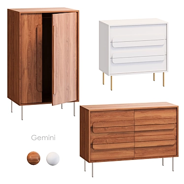 Gemini Walnut Furniture Set 3D model image 1 