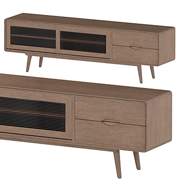 Vintage Walnut TV Stand 3D model image 1 