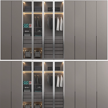 Elegant Wardrobe Model with Decorative Elements 3D model image 1 