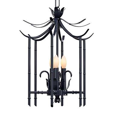 Midnight Blue Pagoda Chandelier 3D model image 1 