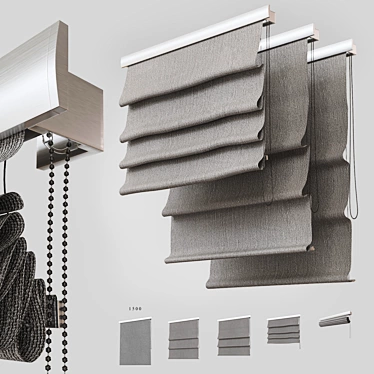 Roman Blinds Set - Adjustable 3D model image 1 