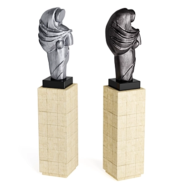 Abstract Cubist Metal Figure Sculpture 3D model image 1 