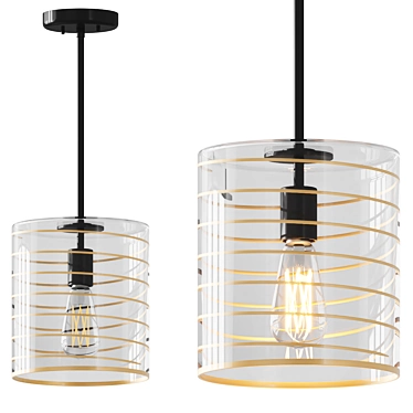 Elegant Swirl Cylinder Pendant Light 3D model image 1 