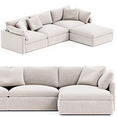 Modern Hackney Lounge Sectional 3D model image 1 