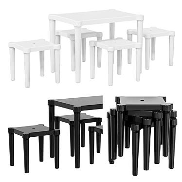 IKEA UTTER Kids Set - 3D Chairs & Table 3D model image 1 