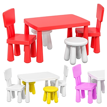 IKEA MAMMUT Children's Table Chair 3D model image 1 