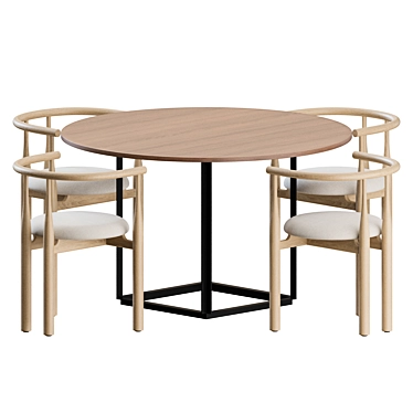 Scandinavian Dining Set with Table 3D model image 1 