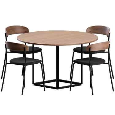 Modern Dining Set with 4 Chairs 3D model image 1 