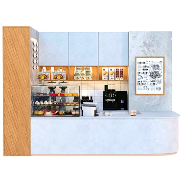 Café Design Project with Dessert Display. 3D model image 1 