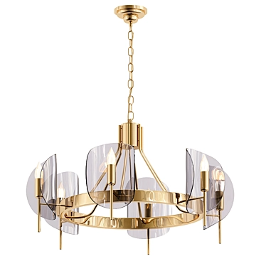 Contemporary Wagon Wheel Chandelier Design 3D model image 1 