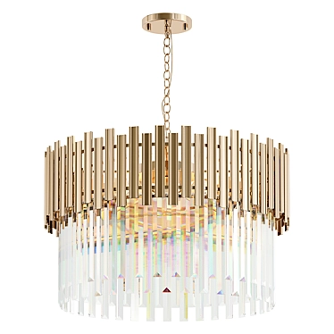 Elegant Modern Crystal Chandelier Gold 3D model image 1 