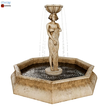 Geometric Sculpture Fountain with Colorful Textures 3D model image 1 