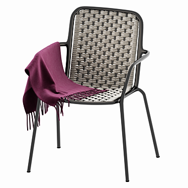 Velvet Rattan Armchair: Stylish Design 3D model image 1 