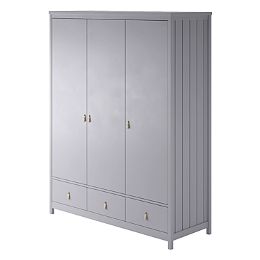 Wood by Ellipse: Three-Door Wardrobe 3D model image 1 