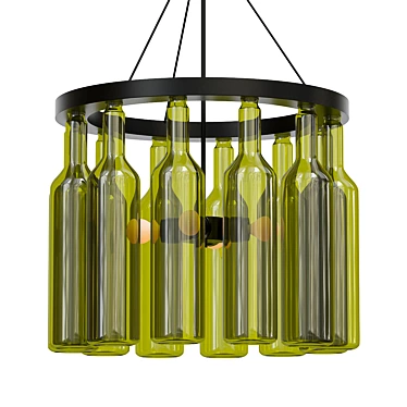 Modern Industrial Wine Bottle Chandelier 3D model image 1 