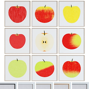 Modern Square Apple Picture Frame Set 3D model image 1 