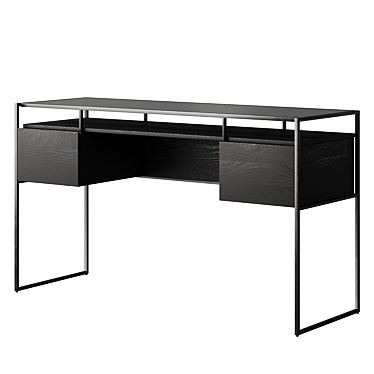 Sleek Black Mango Wood Desk 3D model image 1 