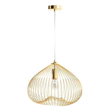 Industrial Gold Metal Pendant Light 3D model image 1 