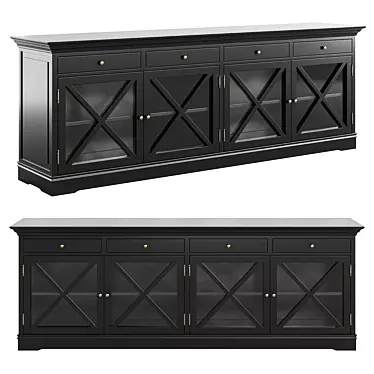 Handcrafted Black MDF Console 3D model image 1 