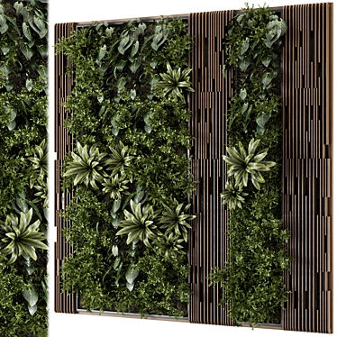 Wooden Base Vertical Garden Set 3D model image 1 