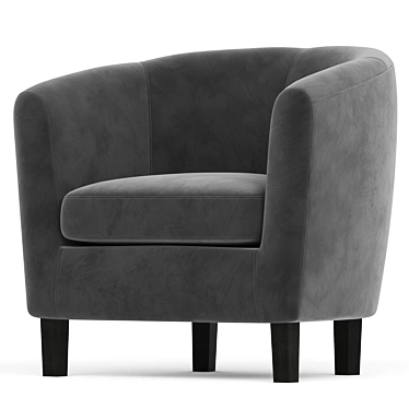 Luxurious Velvet Armchair in Charcoal 3D model image 1 