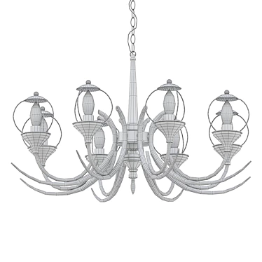 Vintage 8-Light Black Chandelier 3D model image 1 