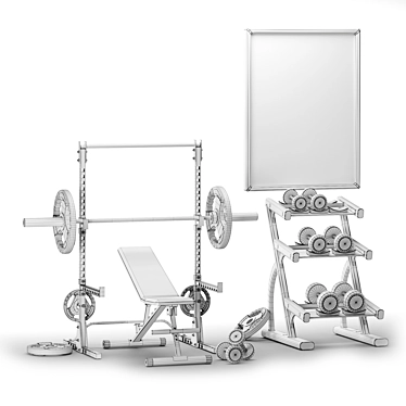 Fitness Bodybuilding Gym Machine Set 3D model image 1 