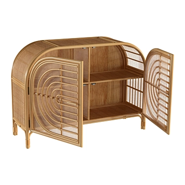 Handmade Rattan Buffet, La Redoute 3D model image 1 