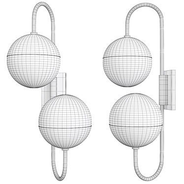 Adjustable Mid-Century Globe Sconce 3D model image 1 