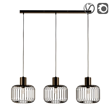 Modern Black Metal Pendant Light 3D model image 1 