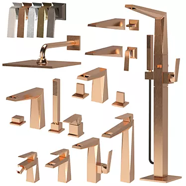 European Design Faucet Set 3D model image 1 