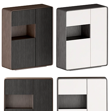 Contemporary Solid Wood Side Cabinet 3D model image 1 