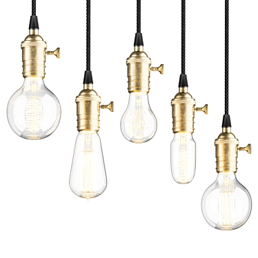 Edison Light Pendant - 5 Bulbs 3D model image 1 