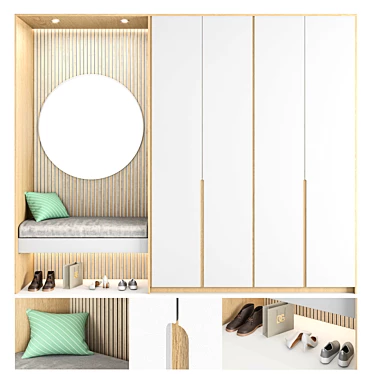 Scandinavian White Wood Hallway TMI01 3D model image 1 