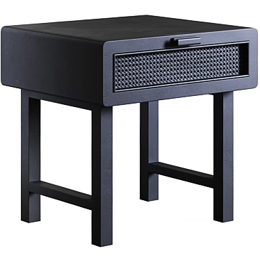 Sleek Black Cane Bedside Table 3D model image 1 